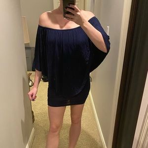 Navy blue off the shoulder dress